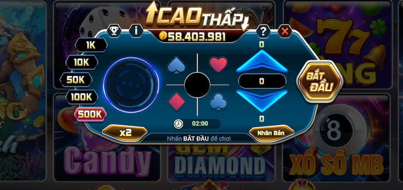 Đa dạng mức cược minigame 